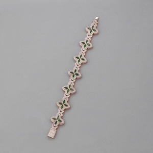 Sparkling <b>Bracelet</b> Jewelry <b>Silver</b> Plated Luxury <b>Charm</b> <b>Bracelet</b> for Women Green White Moissanite Iced Flower Shape <b>Bracelet</b> - Product Image 2