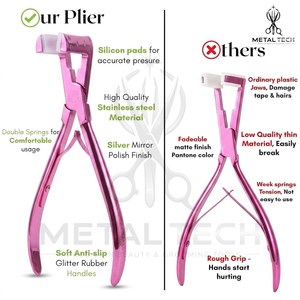 Pince à presser pour extensions capillaires de 7 pouces, rose brillant, légère, avec cadre perforé et mâchoires coussinées en acier inoxydable - Product Image 2