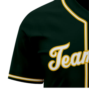 Maillot de baseball vert foncé à manches courtes, boutonné, uniforme d'équipe personnalisé, respirant, en polyester, chemise de sport athlétique - Product Image 4