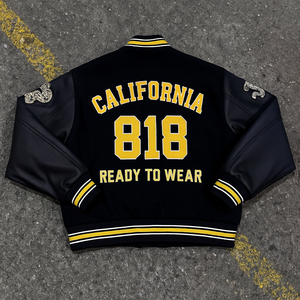 Chaqueta Universitaria Vintage con Logos Bordados para Hombre, Chaqueta de Cuero Varsity, Chaqueta Cortavientos de Piloto, Chaqueta Bomber, Chaqueta Letterman de Béisbol - Product Image 5