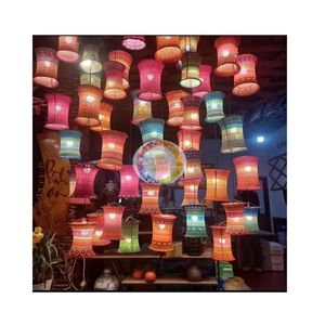 Hmong Brocade Lantern Wholesale Handmade Vietnamese Ethnic Lantern Cheap Boho Hanging Lamp Asian Textile Decor Vibe Lantern - Product Image 6