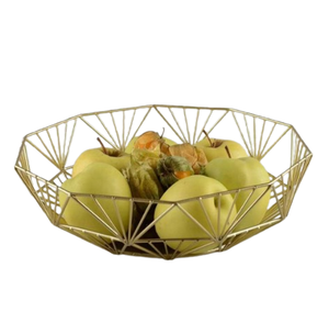 <b>Vegetable</b> & Fruits <b>Storage</b> Metal <b>Baskets</b> Eco-Friendly Multifunction Kitchen Use Gold Wired Handmade Unique Shape - Product Image 1