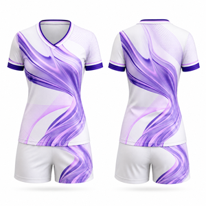 Conjunto de Uniforme de Voleibol Sublimado Personalizado para Mujer, Transpirable, de Secado Rápido, Cuello en V, Poliéster/Algodón, Jersey Deportivo para Equipo, Pantalones Cortos - Product Image 3