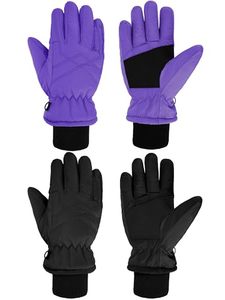 Unisex Full Finger Ski <b>Gloves</b> Purple Black <b>Thermal</b> Insulated <b>Waterproof</b> Winter Outdoor Downhill Skiing Touchscreen Drawstring - Product Image 2