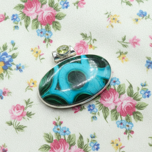 <b>Top</b> Quality Malachite Chrysocolla Peridot Gemstone Pendant 925 Sterling Silver <b>Rose</b> Gold Plated Handmade Jewelry Women Unisex - Product Image 1