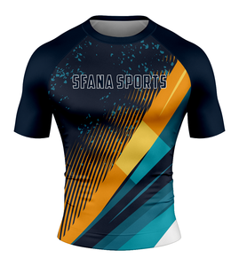 Wholesale Custom Digital <b>Print</b> Anti-Bacterial Spandex/Polyester MMA Rash Guard for Men's Short Sleeve <b>Surfing</b> T-Shirt BJJ - Product Image 5