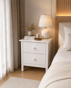 Modern White Solid New Zealand Pine Nightstand with 2 Drawers Scandinavian Bedroom Furniture <b>Storage</b> <b>Side</b> <b>Table</b> - Product Image 1