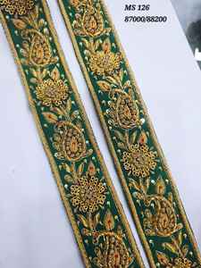 Bordures en dentelle brodées à la main, style ethnique indien, écologiques, 100 % polyester, largeur personnalisable, offres en gros - Product Image 6