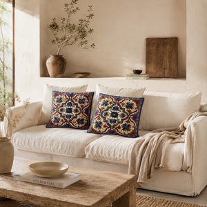 Funda de Almohada Bohemia Bordada a Mano con Hilo Aari de Cachemira, 16 Pulgadas, Algodón Sostenible, Ecológica, de Lujo, Duradera, con Cierre de Cremallera - Product Image 5