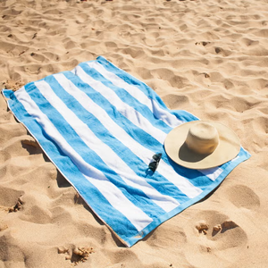 Striped <b>Beach</b> <b>Towel</b> Rectangular Cotton Quick-Dry Blue White Yellow Multi Color Pool Swim <b>Towels</b> - Product Image 1