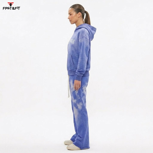 Chándal de invierno para mujer, fabricado profesionalmente, con capucha, lavado ácido, liso, de forro polar, estilo urbano - Product Image 6