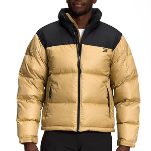 Chaqueta Acolchada para Hombre con Bloques de Color, Cuello Alto, Cierre de Cremallera, Cortavientos, Relleno de Poliéster, Abrigo de Invierno Casual de Longitud Regular - Product Image 2
