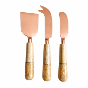 Artisan Handmade Gold-Plated <b>Cheese</b> <b>Knives</b> <b>Set</b> of 3 with Decorative Pastel Resin Handles Elegant Gift Box Packed Serving <b>Set</b> - Product Image 3