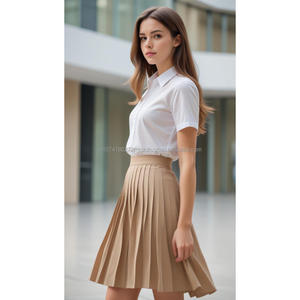 Jupe droite en lin et laine élégante, longueur genou, parfaite pour toutes les saisons, respirante et extensible, pour le bureau, les occasions décontractées et les fêtes - Product Image 2