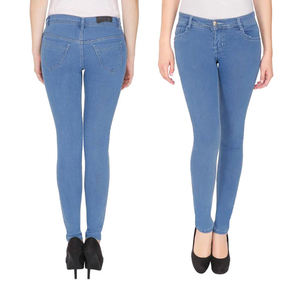 Custom Jeans Mujer Stylish New High Quality Ladies Stretch Skinny Blue Denim Pants Ripped Distressed Women Jeans - Product Image 1