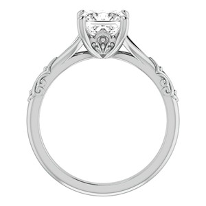 Bague solitaire en moissanite de luxe 1,25 carat taille princesse VVS1, or blanc massif 14 carats, style antique, pour femme - Product Image 6
