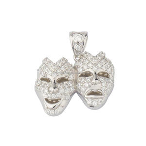 Collier pendentif masque Hip Hop avec diamant de laboratoire étincelant et design de bijoux de mode urbaine - Product Image 1