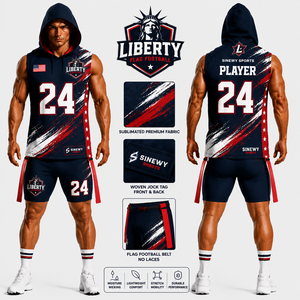 IRONCLAD ELITE Men Full Sleeve Hooded Flag Football Jersey Set Sublimated for Gold Team Uniforms Regular Fit 100% Polyester - Product Image 1