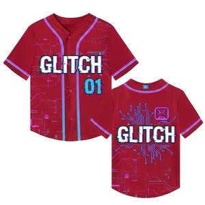 Glitch Unisex <b>Baseball</b> Jersey Full Print Short Sleeve Breathable Polyester Adult Sport Apparel All Seasons Regular Fit - Product Image 6