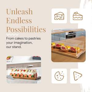 <b>Cake</b> Display with Lid – Acacia Wood Dessert Stand & Wooden Charcuterie <b>Board</b> with Lid for Loaf <b>Cakes</b>, Bread, Pastries, Cheese - Product Image 4