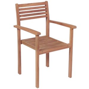 Juego de 6 Sillas Apilables de Madera de Teca Natural para Patio, Cómodas y Elegantes - Product Image 3