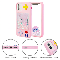 Coque de téléphone dynamique à paillettes liquides style console de jeu rétro pour iPhone 16 15 14 13 12 11 Pro Max en silicone, modèle '17 X Boys'
