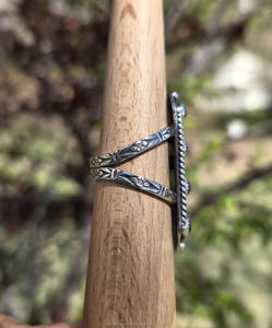 Anillo de plata de amatista hecho a mano con 4 piedras diseño de inspiración occidental vintage Boho chic joyería de plata de ley artesanal - Product Image 3