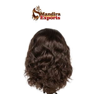 Peluca de Cabello Humano Ondulado Barato de la India, Tamil Nadu, 100% Sin Procesar, Remy, Cutícula Alineada, Color Natural, Doble Trama Fusionada a Máquina - Product Image 1
