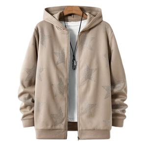 เสื้อฮู้ดแนวสตรีทแวร์ของผู้ชายผ้าคอตตอน100% ประดับพลอยเทียมดีไซน์โอเวอร์ไซส์สำหรับฤดูหนาว - Product Image 5