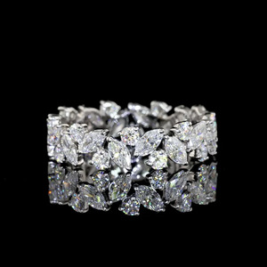 Anillo de compromiso y boda con diamantes cultivados en laboratorio, corte marquesa, en oro de 10K, 14K, 18K, chapado en rodio, plata 925/935 - Product Image 1
