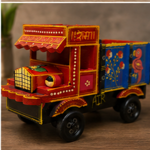 Camion en bois peint à la main, modèle artisanal en bois, décoration de Noël, cadeau pour enfants - Product Image 2