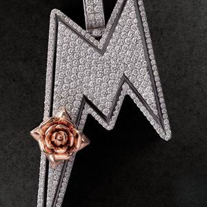 Colgante de Plata Pura 925 con Moissanita VVS, Verificado, Personalizado con Nombre, Fabricación 3D, Estilo Hip Hop - Product Image 4