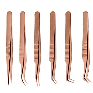Pinzas de extensión de pestañas de acero inoxidable de color suave OEM al mejor precio con punta puntiaguda suministrada por el mejor proveedor con logotipo propio - Product Image 1