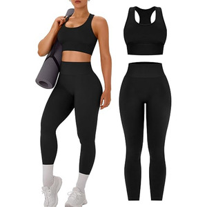 Ensemble de yoga 2 pièces pour femmes grandes tailles : soutien-gorge de sport sans manches taille mi-haute et leggings en Spandex/Nylon à séchage rapide et extensibles pour l'entraînement - Product Image 4