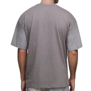 T-shirt gris uni en coton pour homme, col rond, manches courtes, coupe oversize décontractée, respirant, doux, ample, style streetwear - Product Image 2