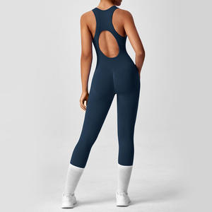 Combinaison de sport pour femme à dos en V, moulante, une pièce, pour yoga, danse, entraînement, séchage rapide, en spandex et nylon - Product Image 3