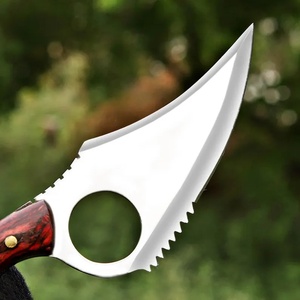 Cuchillo Táctico Fijo EDC Hecho a Mano para Camping, Acero al Carbono, Mango de Madera Pakka, OEM ODM Disponible al por Mayor, Parcialmente Serrado - Product Image 6