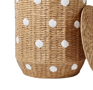 Water Hyacinth <b>Basket</b> with Lid Handmade Laundry <b>Storage</b> <b>Basket</b> for Clothes <b>Toys</b> Blanket Nursery Home Organization - Product Image 2