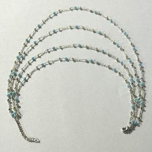 3mm <b>Turquoise</b> <b>Beaded</b> Necklace 4 Layer Silver Plated Multi Strand Statement Jewelry for Women - Product Image 5