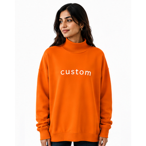 Sudadera Oversize Personalizada para Mujer con Cuello Alto, Ligera, de Algodón y Felpa, Hombros Caídos, Fabricante Directo - Product Image 1