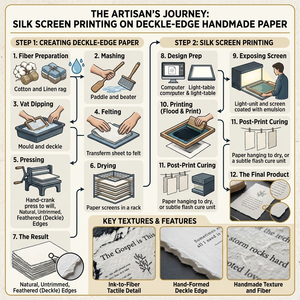 Papier artisanal à bords festonnés, imprimé en sérigraphie, aux textures artistiques, idéal pour la papeterie, les artisanat, les invitations, l'emballage et la décoration. - Product Image 6