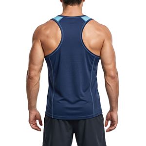 Contrast Strap <b>Navy</b> Performance Polyester Sportswear Men Tank <b>Top</b> Moisture Wicking Athletic Vest Men Tank <b>Tops</b> - Product Image 2