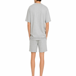 Ensemble T-shirt et short pour homme, décontracté, deux pièces, été, confortable, minimaliste, vêtements de sport, respirant, léger, premium, 100% coton, court - Product Image 2
