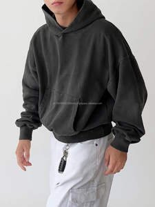 <b>Brown</b> Cropped Hoodies for <b>Men</b> South Korea Retro Style Heavyweight Boxy Fitting Cropped Hoodies - Product Image 3