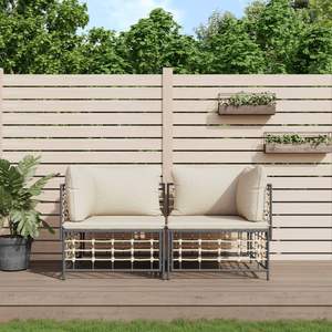 Divano Angolare da Giardino Compatto e Modulare in Polyrattan Antracite - Product Image 1