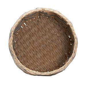 Round water <b>hyacinth</b> <b>basket</b> in natural color with gray accents Handmade Storage <b>Basket</b> Wholesale eco-friendly Made in Vietnam - Product Image 4