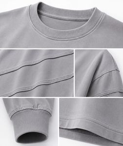 เสื้อสเวตเชิ้ตแขนยาวคอกลมสีเทาสำหรับผู้ชาย ทรงปกติ สวมใส่สบาย ผ้าถัก สีพื้น 100% ผ้าฝ้าย เหมาะสำหรับฤดูหนาว แห้งเร็ว - Product Image 6