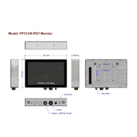 Panel Monitor LCD TFT Industri Tahan Air IP67 untuk Kelautan, Layar Sentuh (PCAP/Resistif), Peredupan Otomatis, Kontrol Jarak Jauh IR, Casing Aluminium