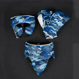 Ensemble de boxe Fly : Casque, Gants, Protection inguinale, Camouflage Jaune, PU, Équipement de protection pour l'entraînement, Kits de sparring de boxe professionnels - Product Image 3