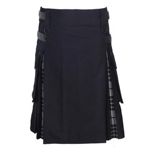 Kilt utilitaire hybride de haute qualité en tartan Macleod Lewis, noir et jaune, en coton, fait main au Pakistan, vêtements des îles d'Asie-Pacifique - Product Image 2